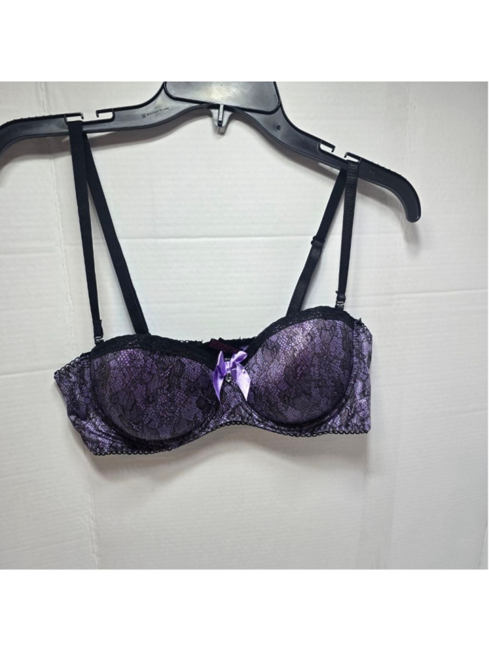 Women's Black Fuchsia By Secret Lace LLC 42C Purple & Black Lace Bra